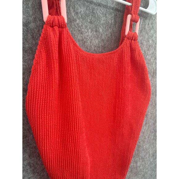Aerie Swimwear NWT Ribbed Rib Back Cut Orange One Piece Swimsuit Large NEW - Picture 6 of 6